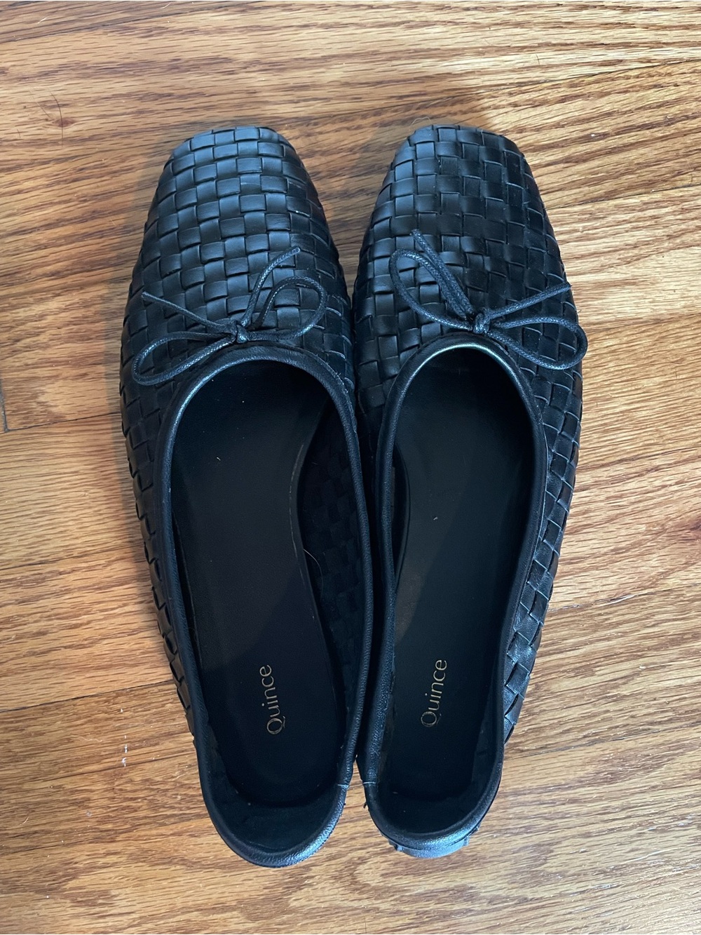 Quince Black Woven Ballet Flats with Bow 10 - Picture 5 of 6